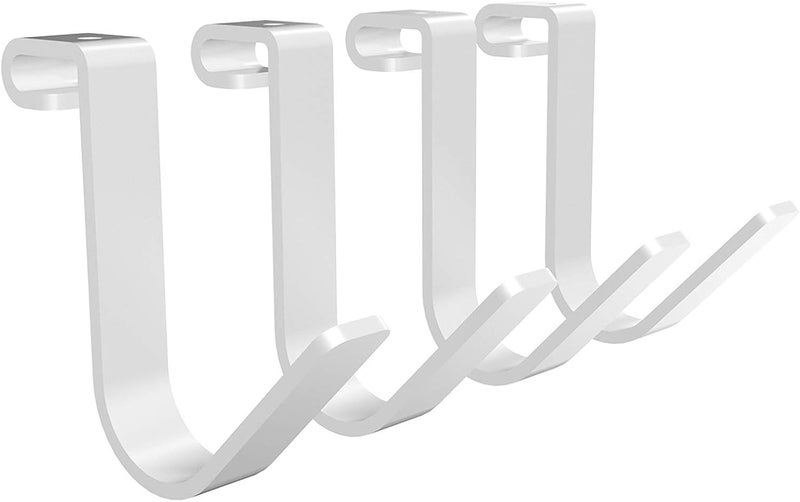 FLEXIMOUNTS 4 Pack Add On Storage Rail Hook Accessory for Ceiling Rack and Wall Shelving, Max Weight Capacity up to 50lbs, White - Image 1